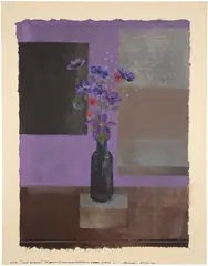 Morris Graves, June Bouquet (Saint Brigette Anemone, Calendula and Clematis), 1995, tempera on paper laid down on paper