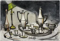 Un service à café by Bernard Buffet, 1977, oil on canvas, sold Nov 2025