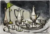 Bernard Buffet, Un service à café, 1977, oil on canvas