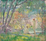 Richard Edward Miller, Bathers by the Forest Pond, 1910, oil on panel
