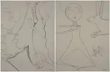 Dorothy Hood, Two works: (i) Crocodile Jubilation ; (ii) Other Premonitions, pencil on paper