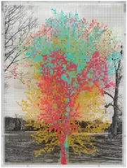 Charles Gaines, Numbers and Trees: Central Park Series III: Tree #6, Gina, 2016, acrylic sheet, acrylic paint and photograph