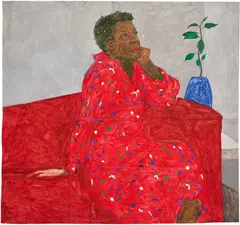 Amoako Boafo, Red Dress, 2017, oil on paper