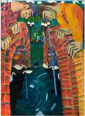 Canal by Louis Fratino, 2016, oil and pastel on canvas, sold Nov 2025
