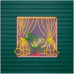 Alex Da Corte, Plant Lady, 2020, neon, vinyl siding, laminate, plywood, housepaint and hardware