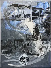 Sigmar Polke, Untitled (Crime Story-Happy End), 2005, acrylic and interference color on paper