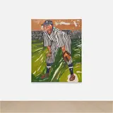 Chase Hall, First Base, 2021, acrylic and coffee on cotton canvas