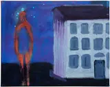 Katherine Bradford, Standing by Tall House, 2025, acrylic on canvas