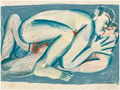 Untitled by Louis Fratino, 2017, oil pastel and crayon on paper, in artist's chosen frame, sold Nov 2025