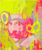 Yellow and Pink by Takashi Murakami and Virgil Abloh, 2018, acrylic on canvas mounted on aluminum frame, offered Nov 2025