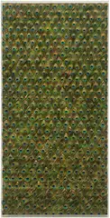 Carol Bove, Untitled, 2013, peacock feathers on linen in Plexiglas box