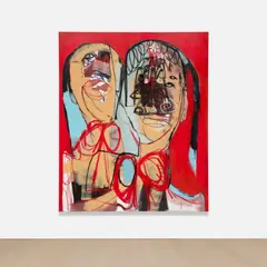 Genesis Tramaine, Baptism by Fire, 2019, acrylic, oilstick, Yeshua and spray paint on canvas