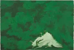 Brook Hsu, Frightened dog in the woods 1, 2019, oil on panel