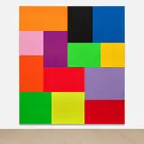 Peter Halley, Spree, 2021, acrylic, fluorescent acrylic and Roll-a-Tex on canvas