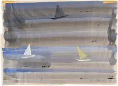 Milton Avery, Three Sails (Sails in Dark Sea), 1960, watercolor and gouache on paper