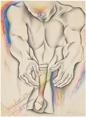 Judy Chicago, Study for Rainbow Man, 1984, graphite and pastel on paper