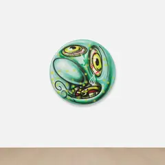 Sik by Kenny Scharf, 2020, spray paint on canvas over board, offered Jul 2025