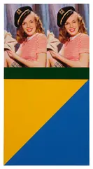 Peter Blake, M.M. Yellow & Blue, 1990, collage and enamel paint on panel
