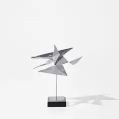 Pivoted Folds (Cubist) by George Rickey, 1995, stainless steel on marble base, sold Jul 2025