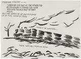 Raymond Pettibon, No Title (Making tracks--), 1996, pen and ink on paper