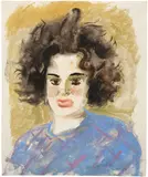 Otto Dix, Spanierin in blauem Kleid Kinderkopfchen, 1926, gouache on paper