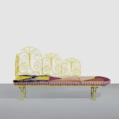 Tschabalala  Self, The Fast Chaisse Lounge # 2 in Yellow, 2021, steel rods, powder coat finish, custom fabric and Dacron