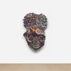 Ludovic Nkoth, Untitled Mask #7, 2020, acrylic on shaped wood panel