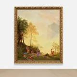Kent Monkman, Recumbent Dandies Observe the Perils of the Games, 2008, acrylic on canvas, in artist's frame