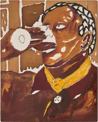 Chase Hall, An Unquenchable Thirst, 2020, acrylic and coffee on cotton canvas
