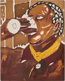 Chase Hall, An Unquenchable Thirst, 2020, acrylic and coffee on cotton canvas