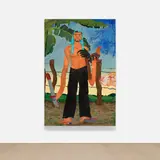 Bony Ramirez, El Gallo Ganador, 2021, acrylic, oil pastel, colored pencil, oilstick and Bristol paper on wood