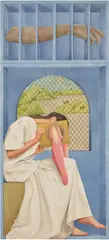 Arghavan Khosravi, New Normal, 2020, acrylic, gouache and paper collage on canvas