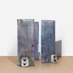 Kaari Upson, Hallways, 2014-2016, urethane, aluminum, cement, pigment and steel, in 3 parts