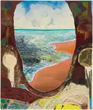Shara Hughes, Mushroom Hunt, 2015, oil, acrylic, Flashe, caulk, spray paint and enamel on canvas