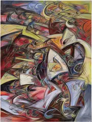 Flapping body #12 by Yuan Fang, 2021, acrylic on canvas, sold Sep 2025