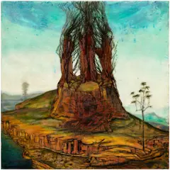Joan Nelson, Bellini's The Transformation of Christ, 2005, oil, ink, encaustic, glitter and dry pigment on wood