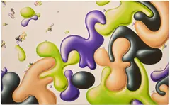 Kenny Scharf, BLEEBS, 2009, oil and glitter on linen