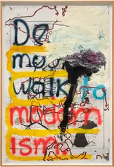 Oscar Murillo, Manifestation of Loss, 16, 2017, oil, spray paint, graphite and silkscreen on paper, in artist's frame