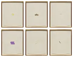Richard Tuttle, Collage Drawings VII, #6 - #11, 1977, watercolor, ink, graphite and paper, in artist's frames, in 6 parts