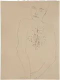 Andy Warhol, Nude Male Torso, 1956, black ballpoint on dark grey laid paper