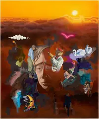 Friedrich Kunath, I Won't Do My Own Stunts, 2016, acrylic, oil and watercolor on canvas