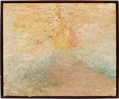 Brice Guilbert, Fournez, 2017, oilstick on paper mounted to wood, in artist's frame