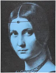 Jacob Skornik, La Belle Ferronière in blue, after Leonardo da Vinci, 2023, acrylic on canvas with diamond dust