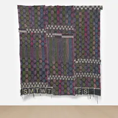 Diedrick Brackens, Lifesavers, 2020, woven cotton on acrylic yarn