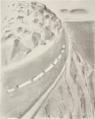 Richard Artschwager, Road with Cliff, 2003, charcoal on paper