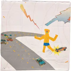 Misaki Kawai, Untitled, 2003, acrylic, pen, marker pen, duct tape, paper and papier-mâché collage on canvas