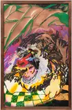 Bianca Fields, Easy, Green and Unseen, 2021, acrylic, oil and spray paint on yupo paper mounted on canvas, in artist's frame