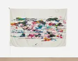 Alighiero Boetti, Untitled, from Gran Pavese – The Flag Project, 1988, Monumental screenprint in colors, on polyester flag