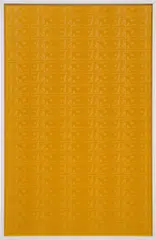 Hank Willis Thomas, 126 Hundred Dollar Bills (Gold), 2019, Unique screenprint on retroreflective vinyl mounted to Dibond, the full sheet, contained in the original white painted artist specified wooden frame