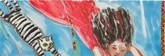 Emma Amos, Flying, 1994, Monoprint in colors with fabric collage, on wove paper, the full sheet